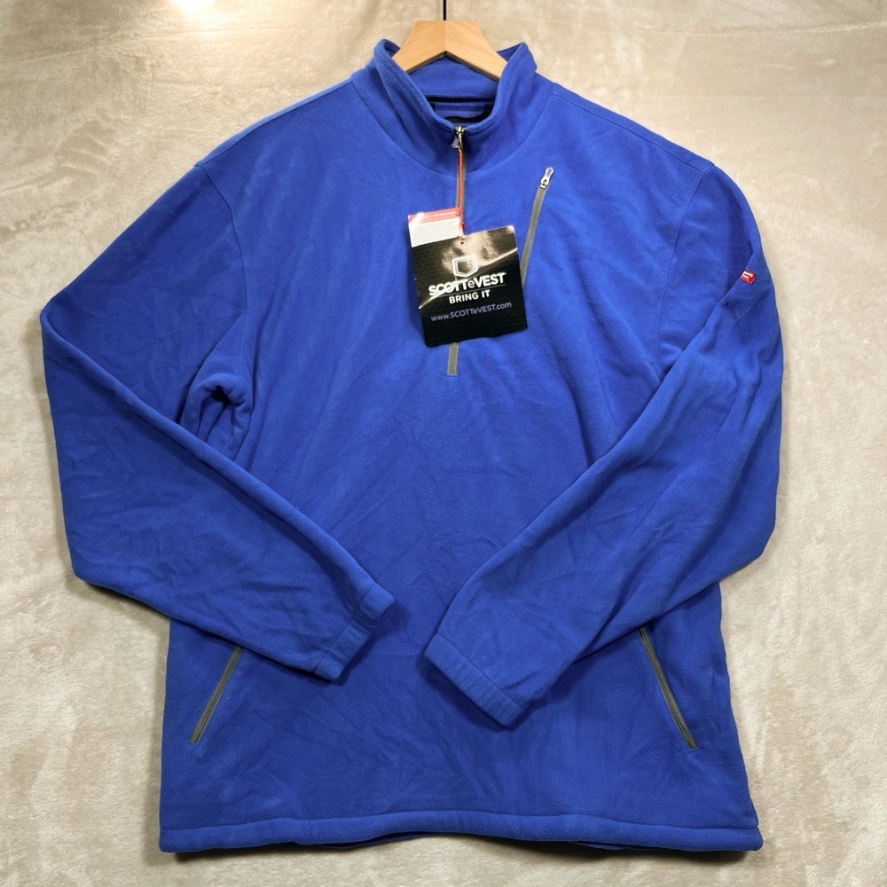 ScotteVest Men's Microfleece Pullover L Blue Fleece Tech Vented